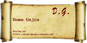 Doma Gejza névjegykártya